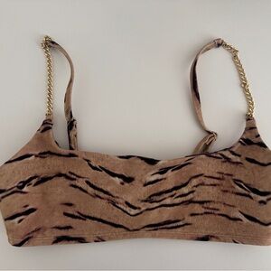 WeWoreWhat Leopard Print Bralette with Gold Accents